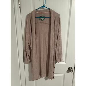 Saturday/Sunday by Anthropologie Ribbed Long Cardigan M Beige/Pink Undertone